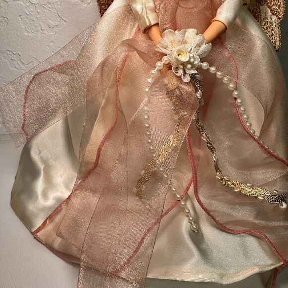 Handmade Satin Angel Christmas Tree Topper Holiday Decor Vintage - Picture 3 of 6